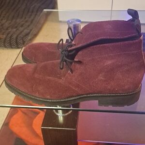 Calvin Klein Collection Men's Dark Red Suede Chukka Boots